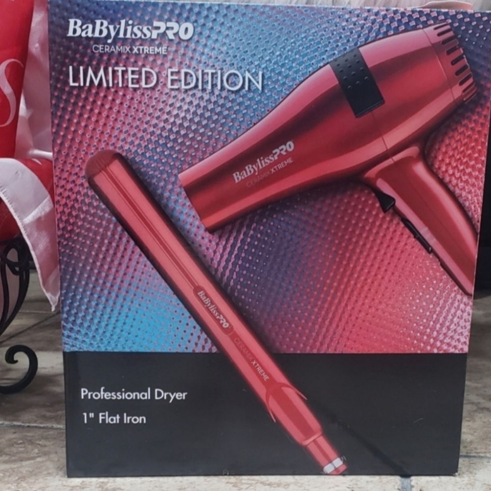 BABYLISS-PRO LIMITED EDITION PROFESSIONAL HAIR DRYER and FLAT IRON SET